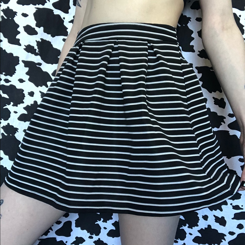 Black and White Striped Skirt